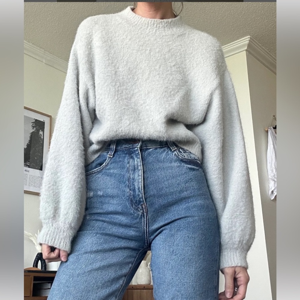 Cotton Candy LA Grey Fuzzy Sweater